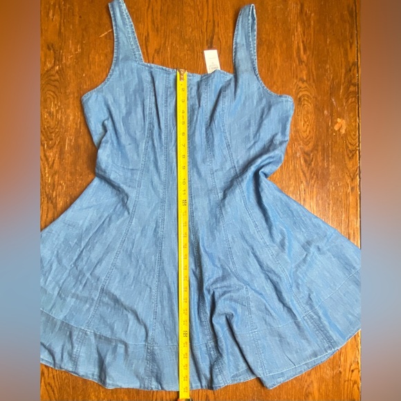 LOFT Chambray Seamed Mini Flare Dress Size 12 - Picture 5 of 7